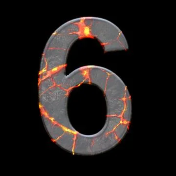 3D render of volcano cracks alphabet number Stock Illustration