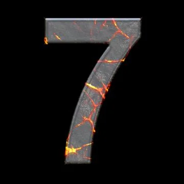 3D render of volcano cracks alphabet number Stock Illustration