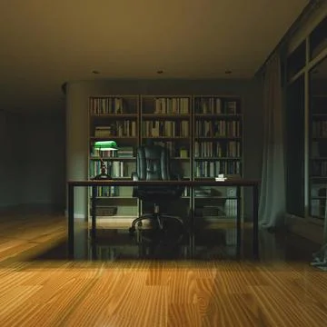 3d Render von Studie Zimmer, zu Hause, Büro oder Bibliothek Hintergrund mi.. Stock Photos