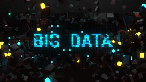 3d render of wall that breaks and show word connected with technology theme.  Stock Illustration