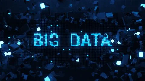 3d render of wall that breaks and show word connected with technology theme.  Stock Illustration