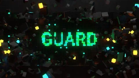 3d render of wall that breaks and show word connected with technology theme.  Illustrazione stock