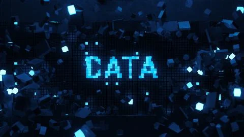 3d render of wall that breaks and show word connected with technology theme.  스톡 일러스트