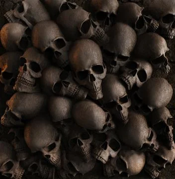3d render wall of skulls. Stock Illustration
