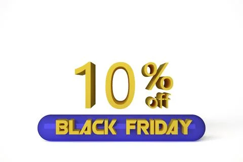 3d render Wallpaper with 10 percent discount on Black Friday, with white Stock Illustration