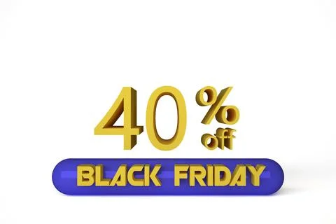 3d render Wallpaper with 40 percent discount on Black Friday, with white Stock Illustration