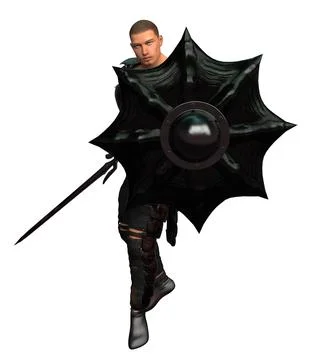 3D Render of Warrior with Sword in Battle Armor Stock Photos