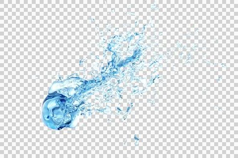 3D render of water splash on transparent background. PNG file. Illustrazione stock