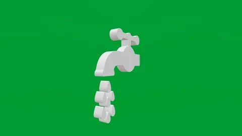 3D render of water tap icon on chroma key green screen background Stock Footage 335459566