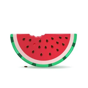 3d render Watermelon slice with seeds. Summer vector illustration of juisy fruit Stock Illustration