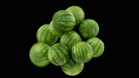 3D render of watermelons, green background Stock Footage 234878748