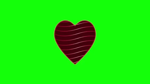 3D render of wave pattern heart on green screen background for chroma key Stock Footage 336180217