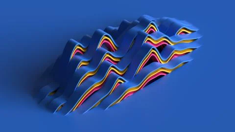 3d render of waves pull up from the floor. Noise wavy smooth shapes. Stock Illustration