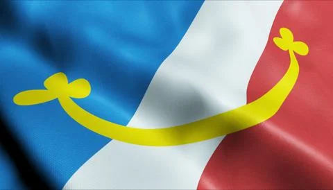 3D Render Waving Czech City Flag of Dolni Bousov Stockillustratie