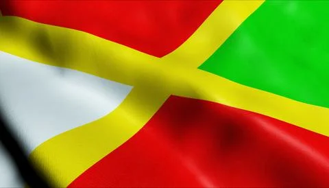 3D Render Waving Czech City Flag of Nove Sedlo Closeup View Stockillustratie
