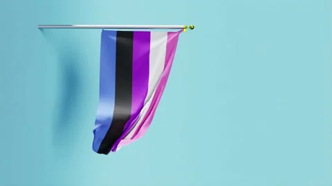 3D render of waving Gender Fluid Pride Flag against blue background Stock Footage 238850287