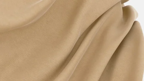 3D render of wavy in air light brawn dense suit fabric on white background Stock Footage 258569239