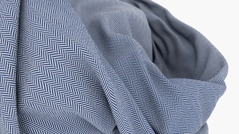 3D render of wavy herringbone wool fabric for drape coat on white background Stock Footage 260136087