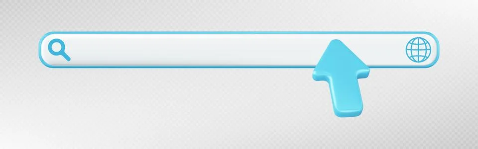 3d render web search site bar with arrow cursor Stock Illustration