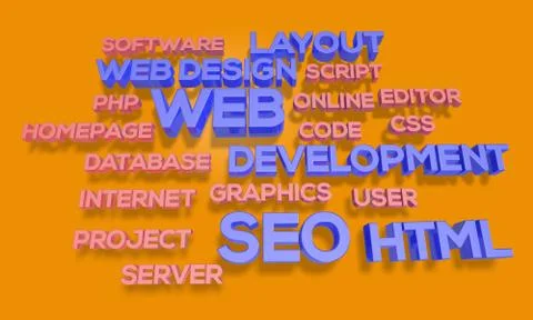 3d render webdesign word cloud Concept of web designing イラスト素材