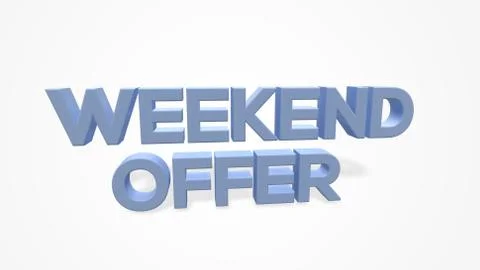 3d render weekend offer word use for landing page, template, ui, web, poster, Stock Illustration