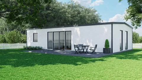 3d render of a well-maintained house with a landscape. Иллюстрация