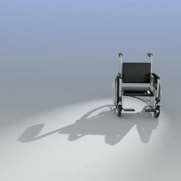 3d render of a wheelchair casting a shadow Stock Illustration