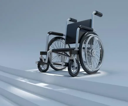 3d render of a wheelchair at the top of some spotlit steps Stockillustratie