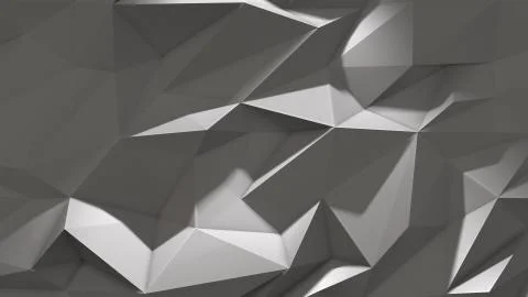 3d render White abstract low poly triangle background with shadow Stock-Illustration