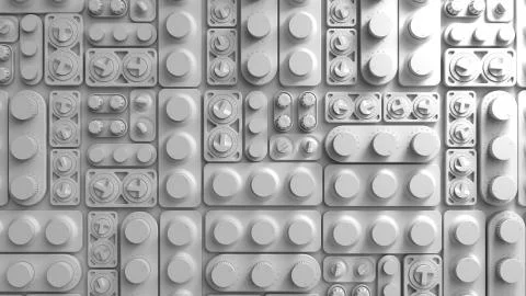 3d render white abstract tech background with random rotated switch panels. D Stock Illustration