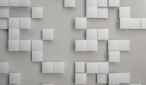 3d render of white and gray ceramic tiles over paper background. Minimalist Stock Illustration