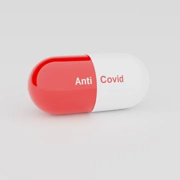 3d render of white and red pill, close up. Medical concept of Virus Pandemic Stock Illustration