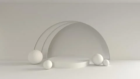 3D render for white arch background stand mockup for premium product Stock Illustration