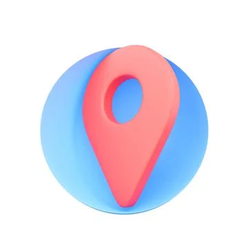 3d render on white background red pointer, pin, location isolated. 3d rendering. Stock Illustration