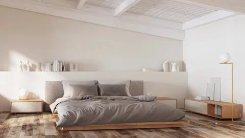3d Render of white bedroom Stock Footage 292982300