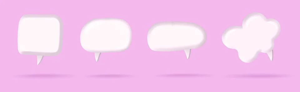 3d render white blank speech bubble, social media chat message icon sey. Empty Stock Illustration