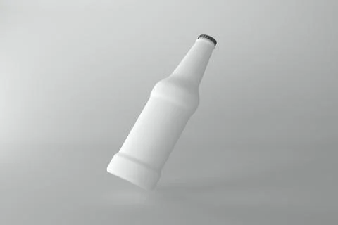3d render of a white bottle with a crown cap isolated on white background Illustrazione stock