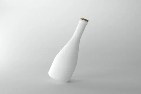 3d render of a white bottle with crown cap isolated on gray background Stock Illustration