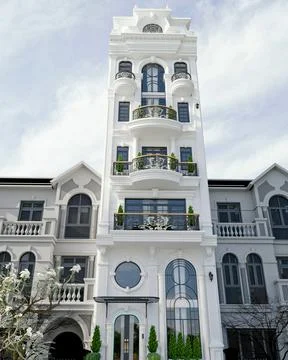 3d render white buildings in city Ilustración de archivo