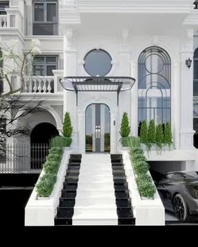 3d render white buildings in city Ilustración de archivo