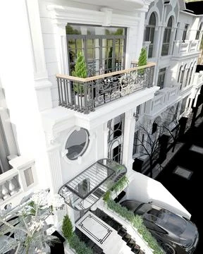 3d render white buildings in city Ilustración de archivo