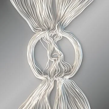 3D render white cables forming circle abstract tech Stock Illustration
