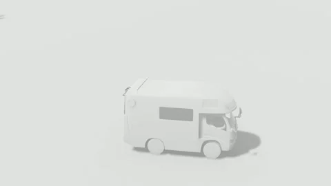 3D Render of a White Camper Van on a Plain Background 스톡 동영상 331049678