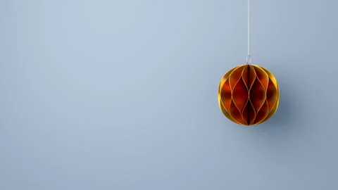 3D render of white Christmas golden ball on light grey background Stock Footage 293673813