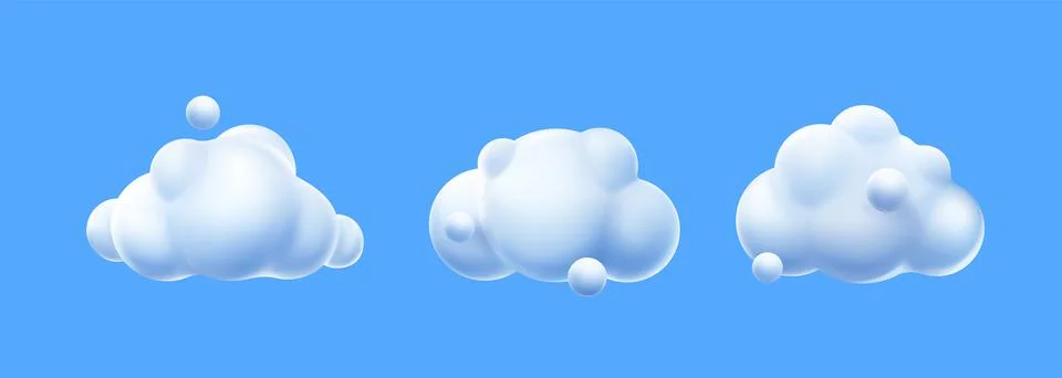 3d render white clouds, fluffy spindrift eddies Stock Illustration