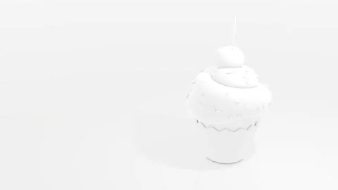 3d render white cupcake on white background animation Stock Footage 169440135