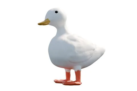 3D render of a white duck isolated on a white background with a clipping path. Stock Illustration
