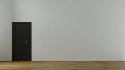 3d render of white empty interior with door Stock Illustration