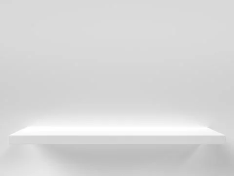 3d render of white empty shelf. Stock Illustration