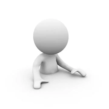 3d render of a white figure sinking in the white surface Stock Illustration